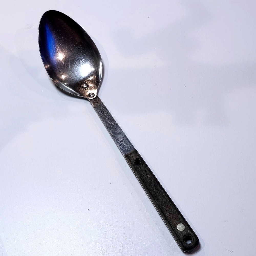 Vintage Flint Arrowhead Stainless Kitchen Serving Spoon Rivetted 11.5" USA
